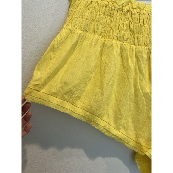Anthropologie smocked gauze shorts XL yellow Pull On Cotton Elastic Waist NWT - Picture 6 of 14